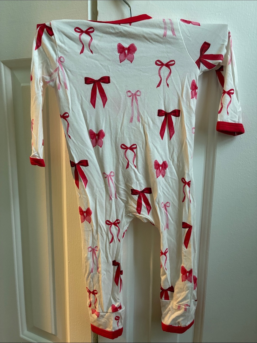 Kyte BABY White Footie with Pink & Red Bow Print - Picture 2 of 3